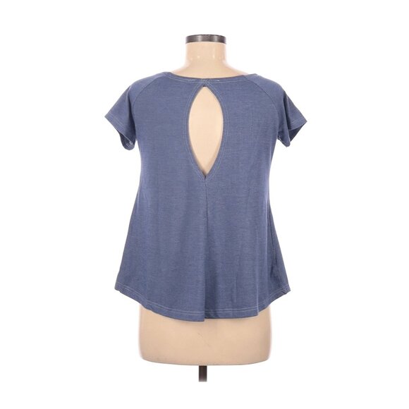 Anel Short Sleeve Top Denim Colored Fabric Lightweight Size M - Picture 3 of 4